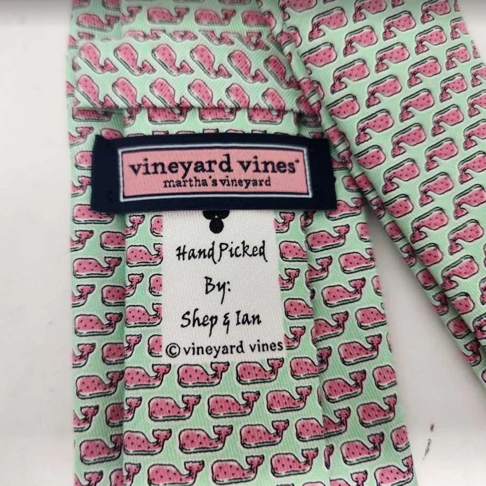 New boys Vineyard Vines classic Watermelon whale printed silk tie